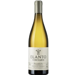Bottle of Elanto Vineyard wine on a white background