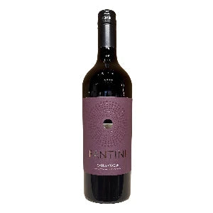 Wine bottle with a purple label on a white background